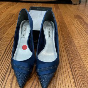 Navy blue crystal heels